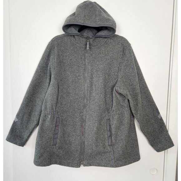 Lands End Gray Fleece Zip Up Hooded Jacket, XL, Comfortable, Coastal - Picture 1 of 8